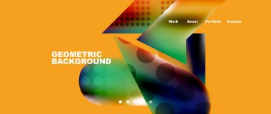 Glassmorphism landing page background template. Colorful glass shapes with metallic effect abstract composition for wallpaper, banner, background