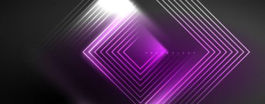 Neon parıldayan tekno çizgiler, yüksek teknolojili soyut arkaplan şablonu. Duvar kağıdı, afiş, arkaplan, broşür, katalog, kapak, broşür