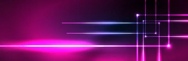 Glanzende Neonlichten Donkere Abstracte Achtergrond Met Vervaagde Magic Neon Light — Stockvector