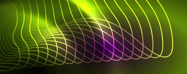 Техно Неонові Хвильові Лінії Динамічний Електричний Рух Концепція Швидкості Шаблони — стоковий вектор