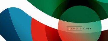 Renkli geometrik şekilli soyut arkaplan. Yuvarlak şekilli, daire ve çizgilerle çok güzel bir arka plan. Geometrik tasarım. Vektör illüstrasyonu