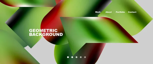 Landing Page Background Template Colorful Plastic Shapes Abstract Composition Vector — Stock vektor