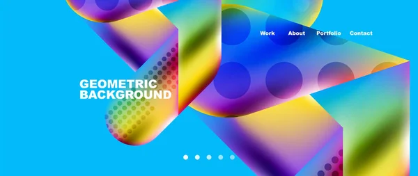 Landing Page Background Template Colorful Plastic Shapes Abstract Composition Vector — ストックベクタ