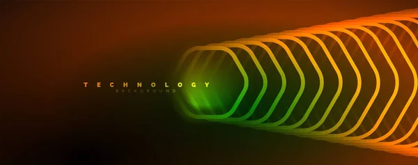 Techno Brillante Hexágonos Fondo Abstracto Tecnología Energía Espacio Concepto Luz — Vector de stock