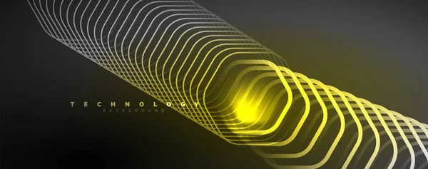 技术闪光六边形抽象背景 技术能量空间光概念 抽象背景墙纸设计 — 图库矢量图片
