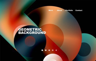 Website landing page abstract geometric background. Circles and round shapes. Web page for website or mobile app wallpaper