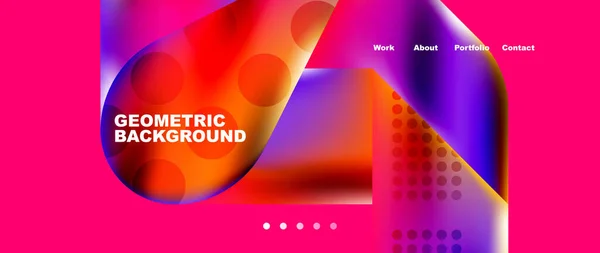 Glassmorphism Landing Page Background Template Colorful Glass Shapes Metallic Effect — Image vectorielle
