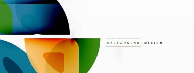 Renkli minimetrik geometrik soyut arkaplan. Yuvarlak elementlerle üçgen şekli, daireler. Duvar kağıdı, afiş, arkaplan veya iniş için moda tekno iş şablonu