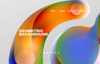 Landing page abstract liquid background. Flowing shapes, round design and circle. Web page for website or mobile app wallpaper