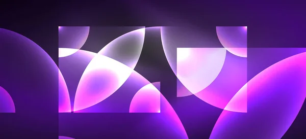 Abstraktní Pozadí Neonově Zářícími Světelnými Efekty Kulaté Tvary Trojúhelníky Kruhy — Stockový vektor