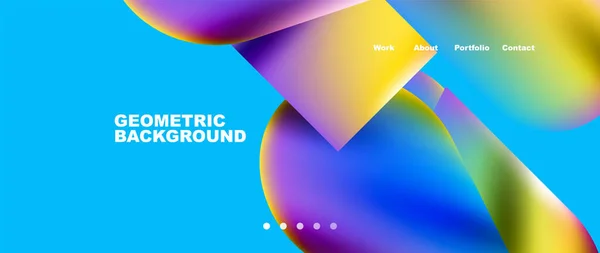 Landing Page Background Template Colorful Plastic Shapes Abstract Composition Vector — Vettoriale Stock