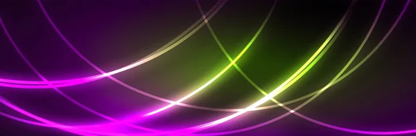 Neon Parlayan Sıvı Dalga Çizgileri Sihirli Enerji Uzay Işığı Konsepti — Stok Vektör