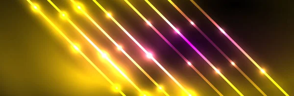 Glänsande Neonljus Mörk Abstrakt Bakgrund Med Suddiga Magiska Neonlätta Böjda — Stock vektor