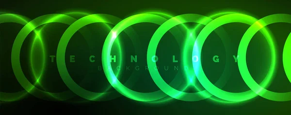 Néon Cercles Lumineux Lignes Forme Rondes Concept Lumière Espace Énergie — Image vectorielle