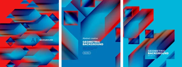 Vektorová Sada Abstraktních Geometrických Pozadí Plakátů Barevné Tvary Tekutými Barvami — Stockový vektor
