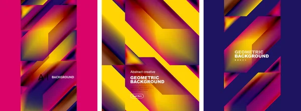 Conjunto Vectorial Fondos Abstractos Carteles Geométricos Formas Coloridas Con Colores — Archivo Imágenes Vectoriales
