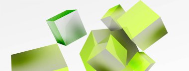 3d vector abstract background. Flying cubes composition. Trendy techno business template for wallpaper, banner, background or landing
