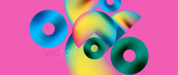 Geometric Abstract Panorama Wallpaper Background Shapes Circles Metallic Color Geometric — Stockvektor