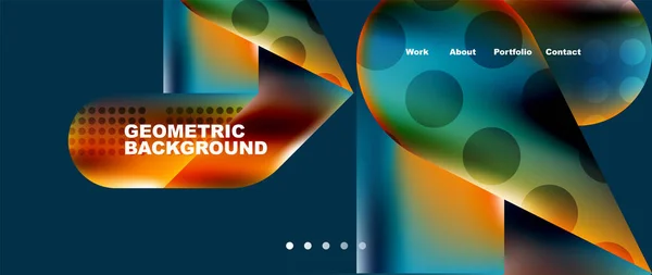Landing Page Background Template Colorful Plastic Shapes Abstract Composition Vector — Stok Vektör