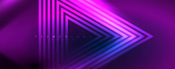 Neon Glowing Techno Lines Tech Futuristic Abstract Background Template Vector — Stock Vector