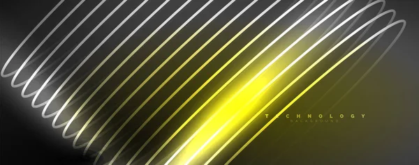 Glänsande Neonvågor Dynamisk Elektrisk Rörelse Energi Eller Hastighet Koncept Vektor — Stock vektor