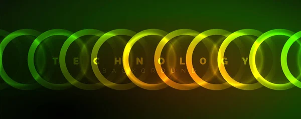 Néon Cercles Brillants Fond Abstrait Concept Lumière Espace Technologie Énergie — Image vectorielle
