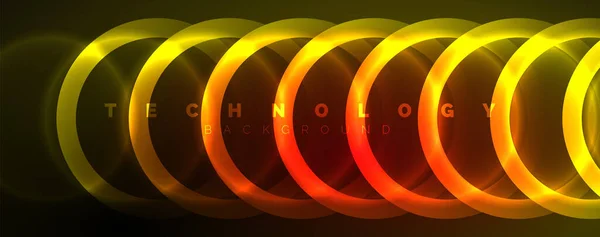Neon Bercahaya Lingkaran Dan Bentuk Garis Bulat Ajaib Konsep Energi - Stok Vektor