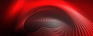 Tekno neon dalga çizgileri, dinamik elektrik hareketi, hız kavramı. Duvar kağıdı, afiş, arkaplan, iniş sayfası, duvar sanatı, davetiye, baskılar için şablonlar