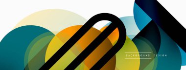 Yuvarlak üçgen çizgileri ve daireleri şekillendirir. Duvar kağıdı afişi arkaplanı veya iniş sayfası için Geometrik vektör çizimi