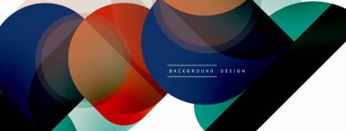 Yuvarlak üçgen çizgileri ve daireleri şekillendirir. Duvar kağıdı afişi arkaplanı veya iniş sayfası için Geometrik vektör çizimi