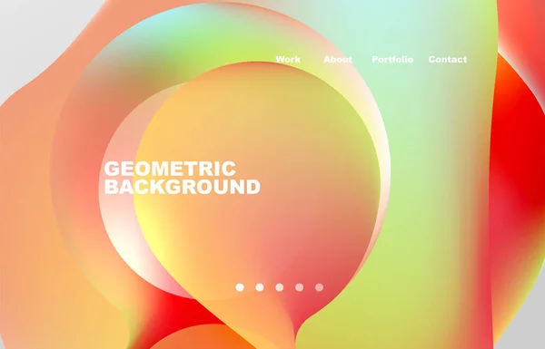 Landing Page Abstract Liquid Background Flowing Shapes Design Circle Web —  Vetores de Stock