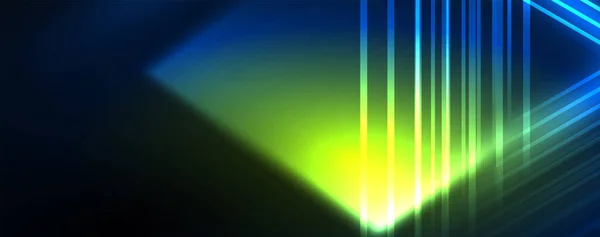 Neon Glühende Linien Und Winkel Magische Energie Raumlichtkonzept Vektor Illustration — Stockvektor