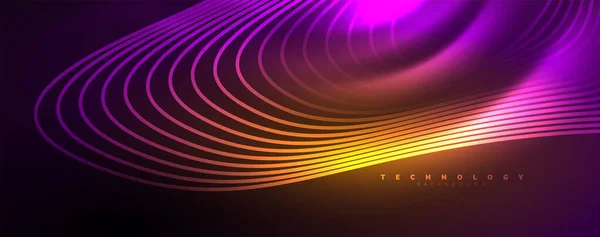 技术霓虹灯波线 动态电动运动 速度概念 登岸页 墙体艺术 邀请函 印刷品模板 — 图库矢量图片