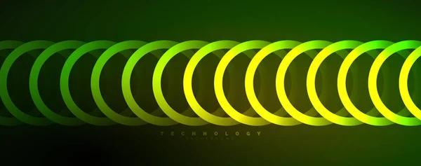 Neón Círculos Brillantes Líneas Forma Redonda Concepto Luz Espacio Energía — Archivo Imágenes Vectoriales
