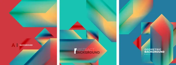 Set Vectorial Fundaluri Postere Geometrice Abstracte Forme Colorate Culori Fluide — Vector de stoc
