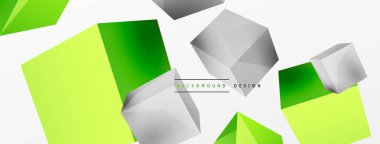 3d vektör soyut arkaplan. Uçan küp kompozisyonu. Duvar kağıdı, afiş, arkaplan veya iniş için moda tekno iş şablonu