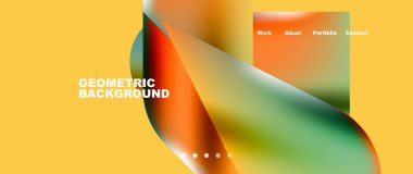 Landing page background template. Colorful plastic round shapes abstract composition. Vector illustration for wallpaper, banner, background