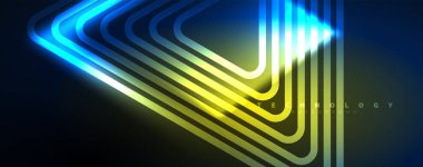 Neon parlak çizgiler ve açılar, sihirli enerji uzay ışığı konsepti. Duvar kağıdı, afiş, arkaplan, broşür, katalog, kapak, broşür