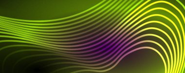 Tekno neon dalga çizgileri, dinamik elektrik hareketi, hız kavramı. Duvar kağıdı, afiş, arkaplan, iniş sayfası, duvar sanatı, davetiye, baskılar için şablonlar