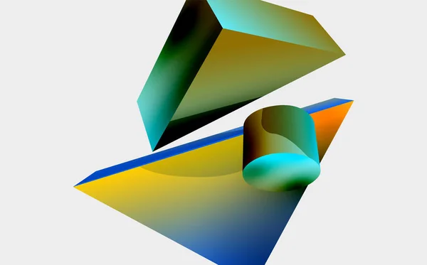 Векторный Минималистский Геометрический Абстрактный Фон Треугольник Цилиндр Пирамида Основной Формы — стоковый вектор