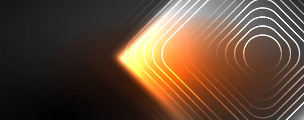 ネオン輝くテクノライン ハイテク未来的な抽象的な背景テンプレート バナー リーフレット カタログ カバー チラシのベクトルイラスト — ストックベクタ