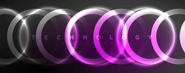 Νέον Λαμπερό Κύκλους Αφηρημένο Υπόβαθρο Τεχνολογία Ενέργειας Χώρου Φως Έννοια — Διανυσματικό Αρχείο