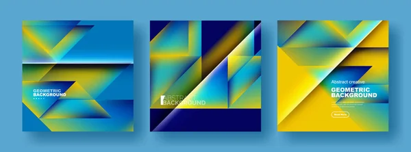 Conjunto Fondos Abstractos Triángulos Superpuestos Con Diseño Gradientes Fluidos Colección — Vector de stock
