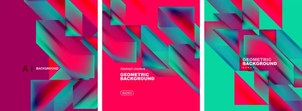 Soyut Geometrik Poster Arka Planlarının Vektör Kümesi Akışkan Renklerde Renkli — Stok Vektör