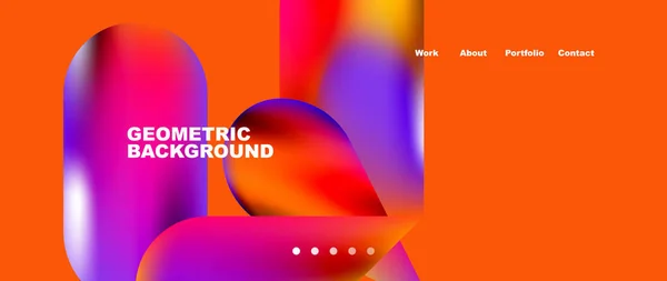 Landing Page Background Template Colorful Plastic Shapes Abstract Composition Vector — стоковый вектор