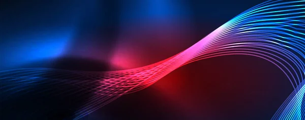 全新的霓虹灯波 动态电动运动 能量或速度的概念 传单的矢量图解 — 图库矢量图片