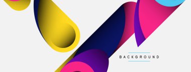 Soyut arkaplan. Minimum geometrik daireler ve koyu gölgeli yuvarlak şekiller. Duvar kağıdı afişi veya arkaplan için moda teknoloji iş şablonu