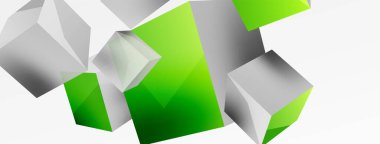 3d vektör soyut arkaplan. Uçan küp kompozisyonu. Duvar kağıdı, afiş, arkaplan veya iniş için moda tekno iş şablonu