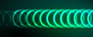 Neon parlayan daireler ve yuvarlak şekiller, sihirli enerji alanı ışık konsepti, soyut arkaplan duvar kağıdı tasarımı