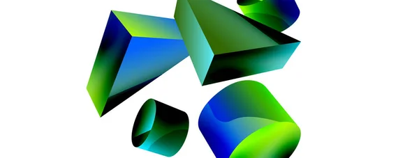 Vector Minimalist Geometric Abstract Background Triangle Cylinder Pyramid Basic Shape — Stok Vektör